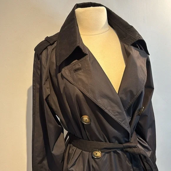 Sonia Rykiel black double breasted trench coat/raincoat size large - Picture 2 of 12